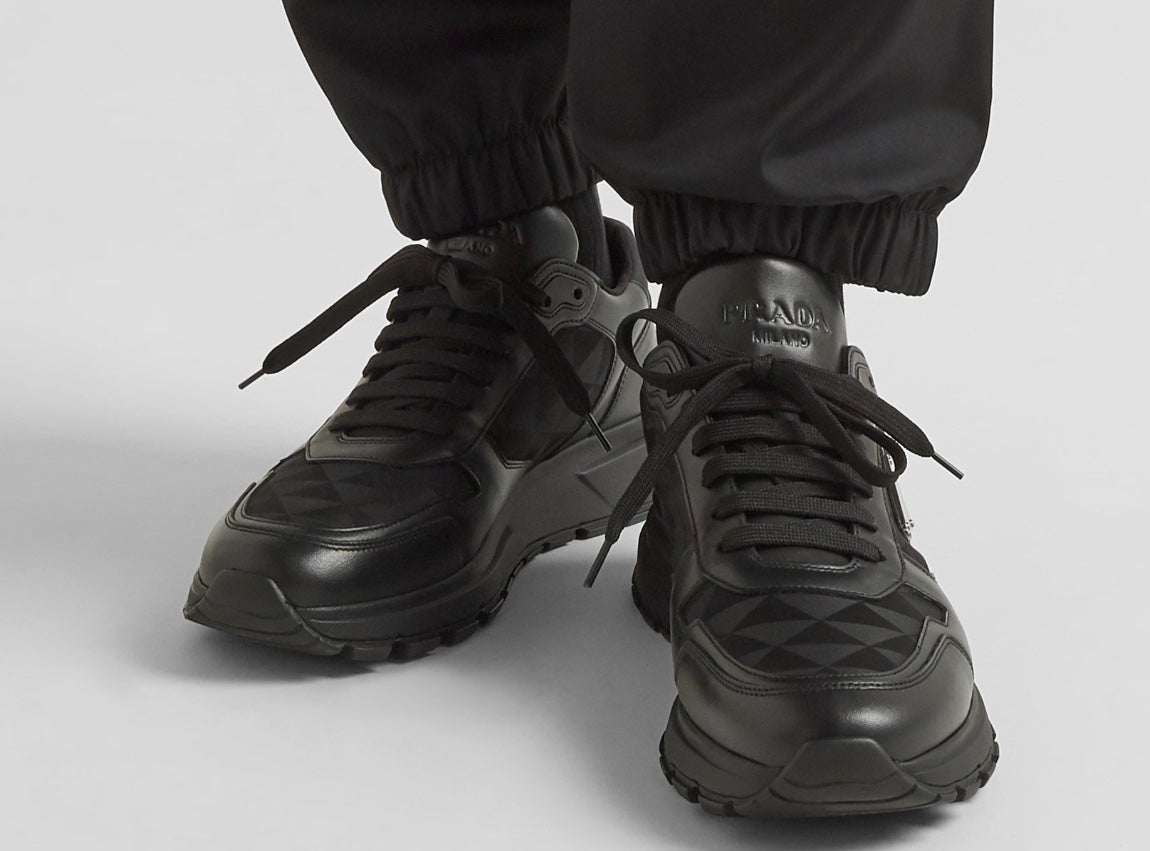 Zapatillas altas de piel y Re-Nylon
