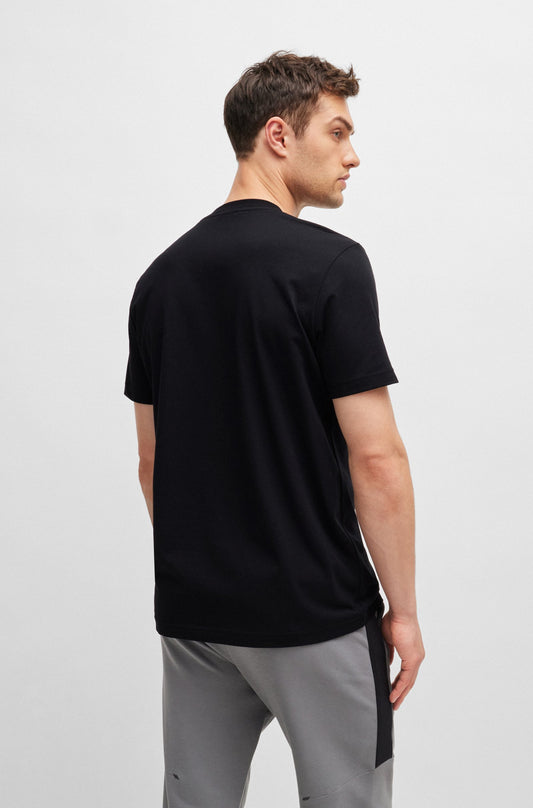 Camiseta de manga corta de algodón elástico con logo estampado