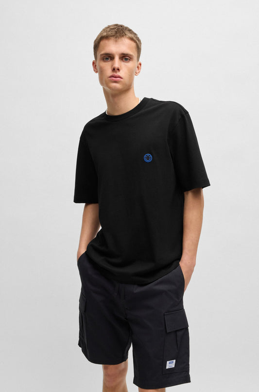 Camiseta de jersey de algodón con logotipo curvado