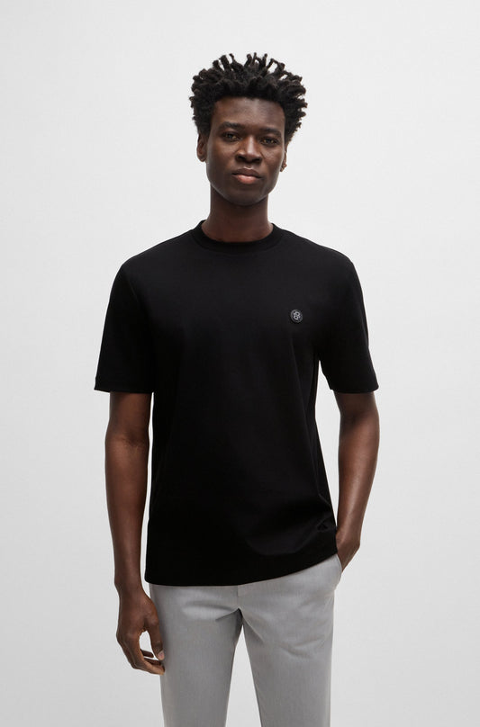 Camiseta regular fit de algodón con estampado de monograma
