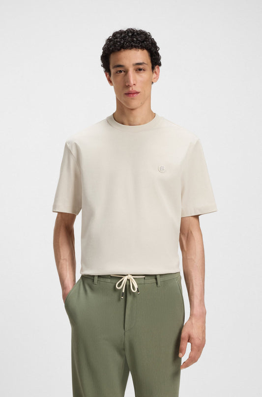 Camiseta regular fit de algodón con estampado de monograma